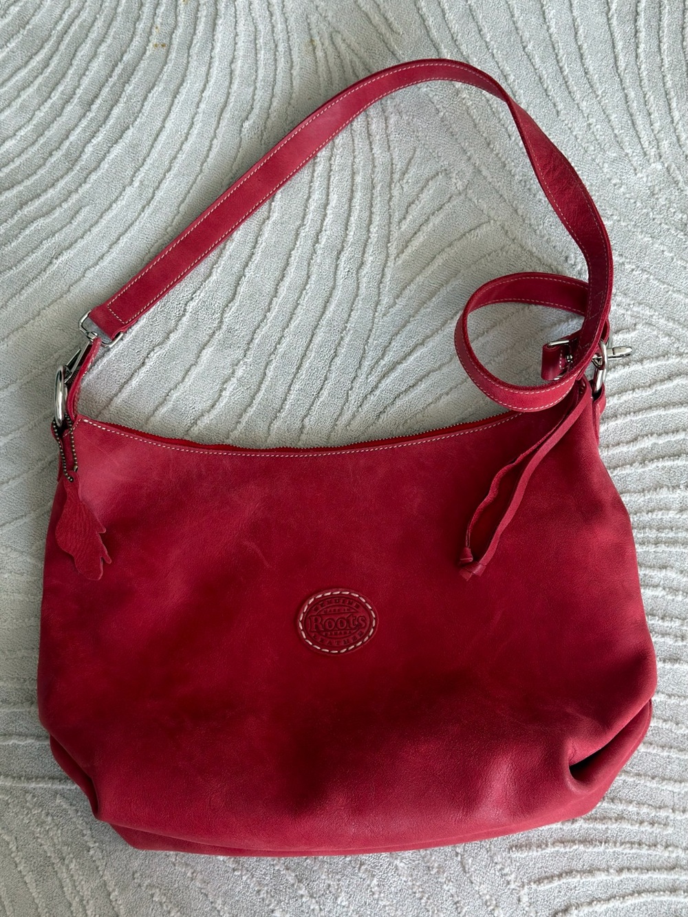 Roots Red Suede Shoulder Bag